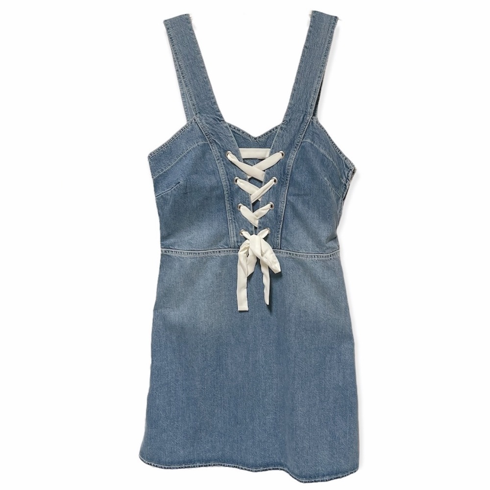 Paige Tula Lace Up Sleeveless Denim Dress - Picture 9 of 9